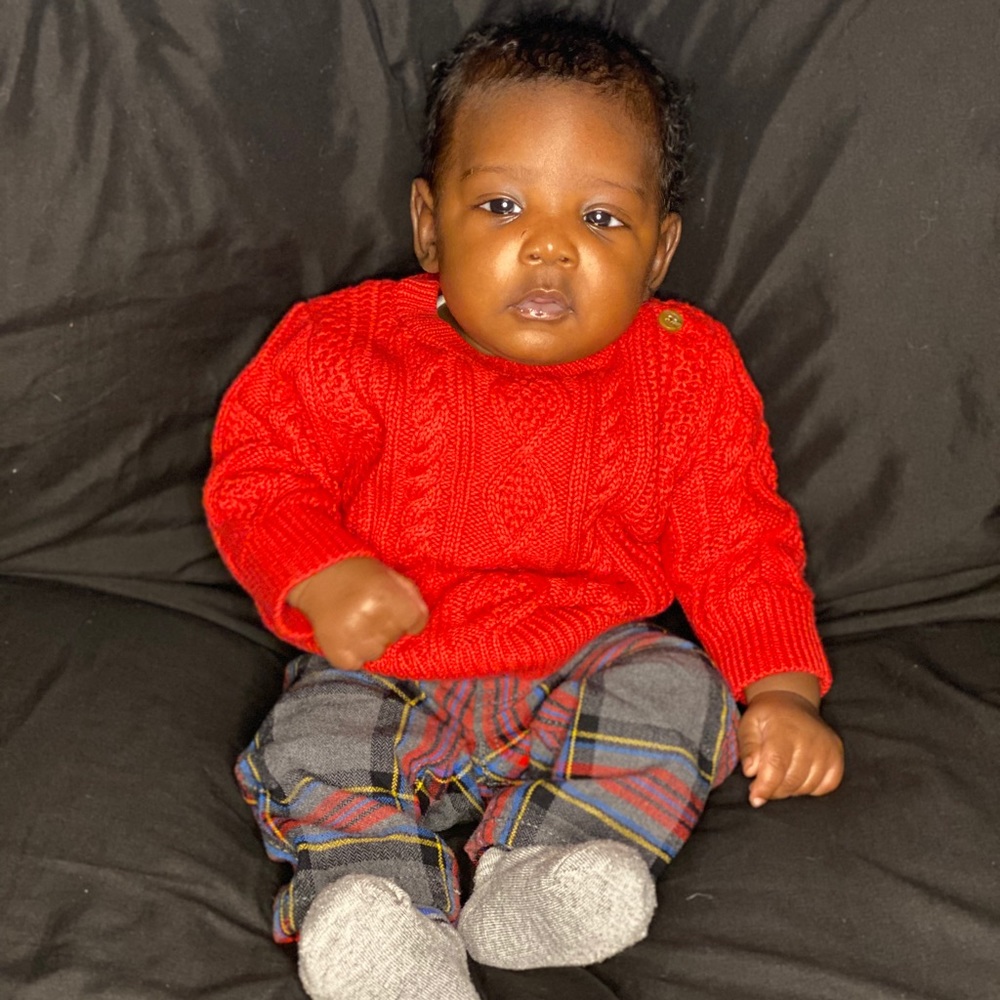 Plaid pants and sweater